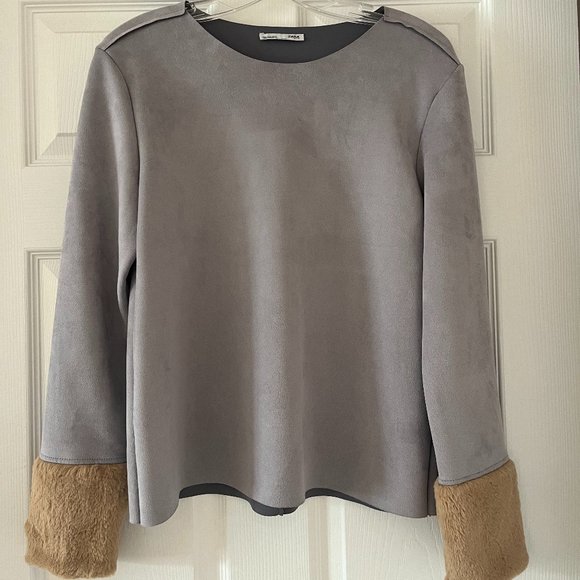 Zara Suede Sweater with Wool Accents - Picture 1 of 3